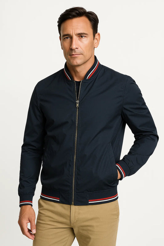 Men's Bomber Jacket Lightweight Polyester Zip-Up Slim Fit