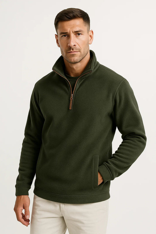 Men's Fleece Half-Zip Pullover Gray Lightweight Casual Comfort Stylish