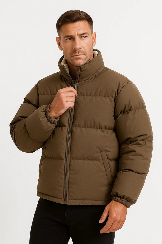 Men's Puffer Jacket Polyester Insulated Casual Winter Wear