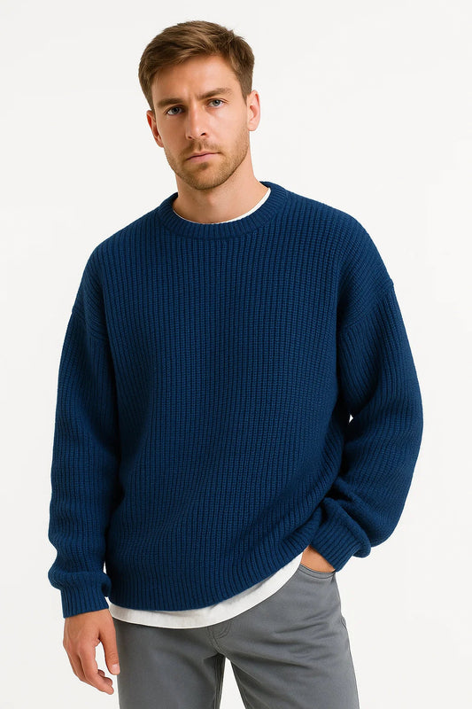 Men's Sweater Acrylic Oversized Pullover Ribbed Design