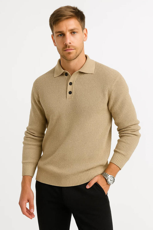 Men's Sweater Grey Acrylic Shirt Collar Long Sleeve Timeless Design Comfortable and Elegant