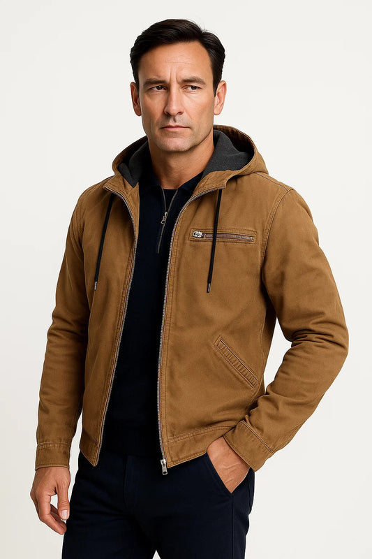 Men's Vintage Winter Jacket Brown Structured Design Comfortable Fit