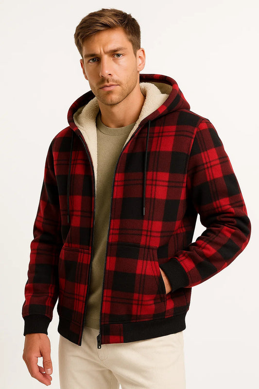 Men's Winter Jacket Black Fleece Lining Warm Insulation Casual Men