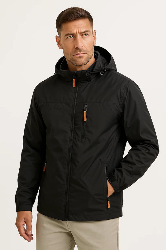 Men's Puffer Jacket Insulated Water-Resistant Nylon-Polyester with Hood