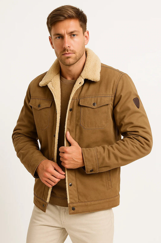 Men's Winter Jacket Polyester Wool Lined Windproof Bomber
