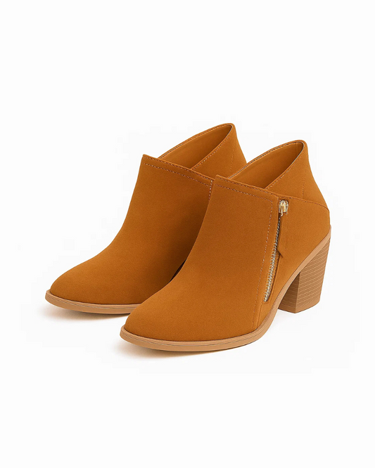 Women's Black Boots PU Leather Orthopedic Comfort Zipper Stable Sole