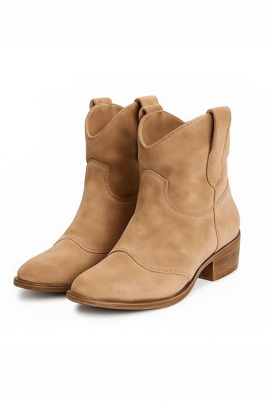 Women's Brown Ankle Boots Leather Vintage Western Comfort Daily Wear