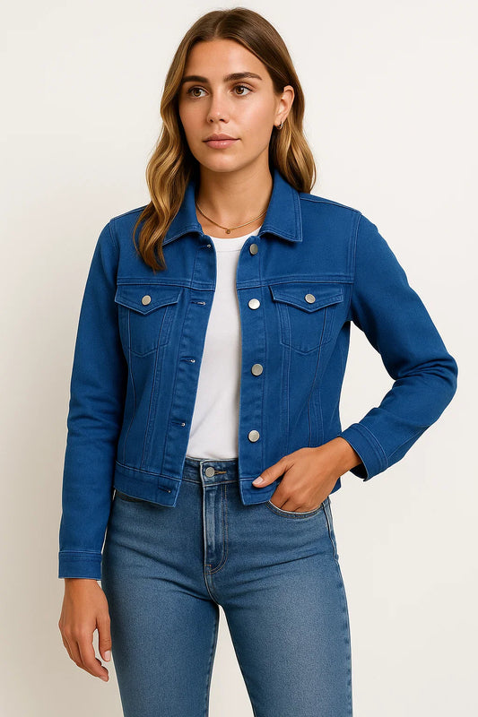 Women's Denim Jacket Blue Denim Casual Timeless Comfort Practical Pockets Modern Details