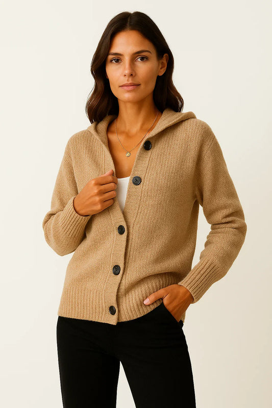 Women's Cardigan Grey Polyester Quilted Modern Design With Pockets