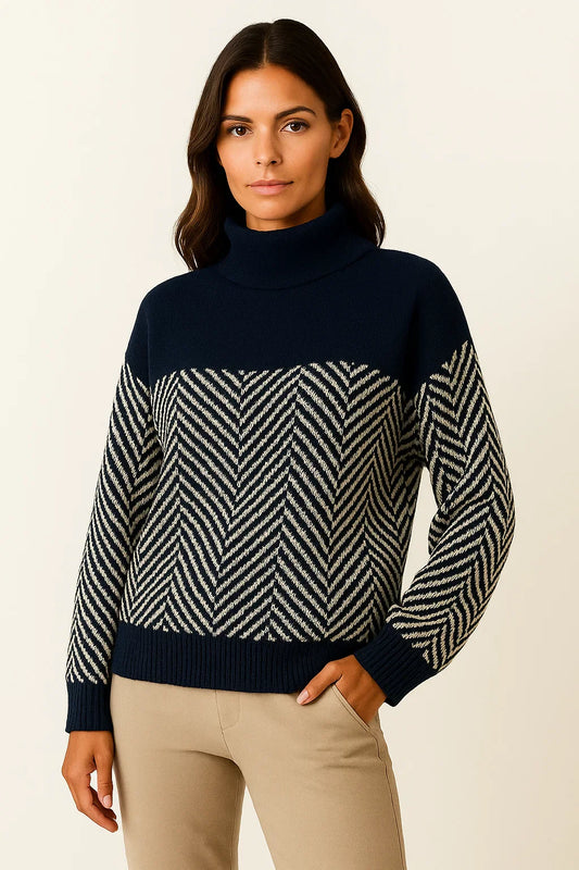 Women's Turtleneck Sweater Beige Wool Comfortable Timeless Design Relaxed Fit