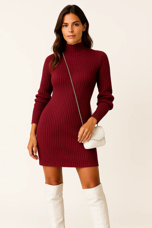 Women's Turtleneck Sweater Grey Soft Knit Comfortable Everyday Wear