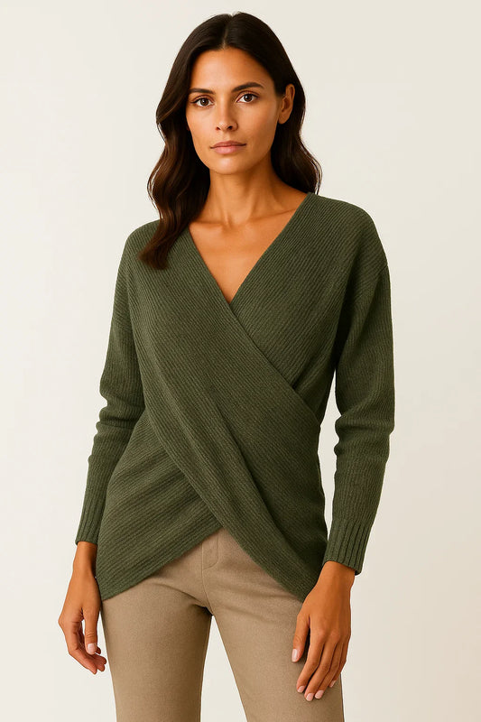 Women's Sweater Beige High Neck Cable Knit Soft Relaxed Fit for Autumn and Winter