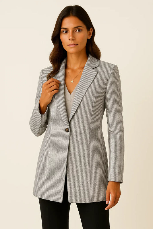 Women's Blazer Jacket Grey Polyester Elegant Comfortable Stylish Fit