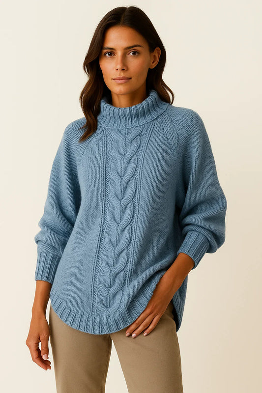 Women's Turtleneck Sweater Olive Green Relaxed Fit Soft Material