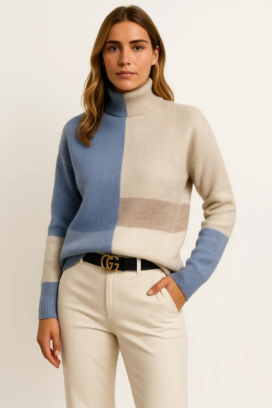 Women's Turtleneck Sweater Gray Soft Knit Comfortable Casual