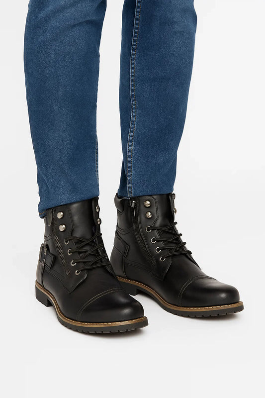 Men's Leather Boots Premium Leather Lace-up Durable Design