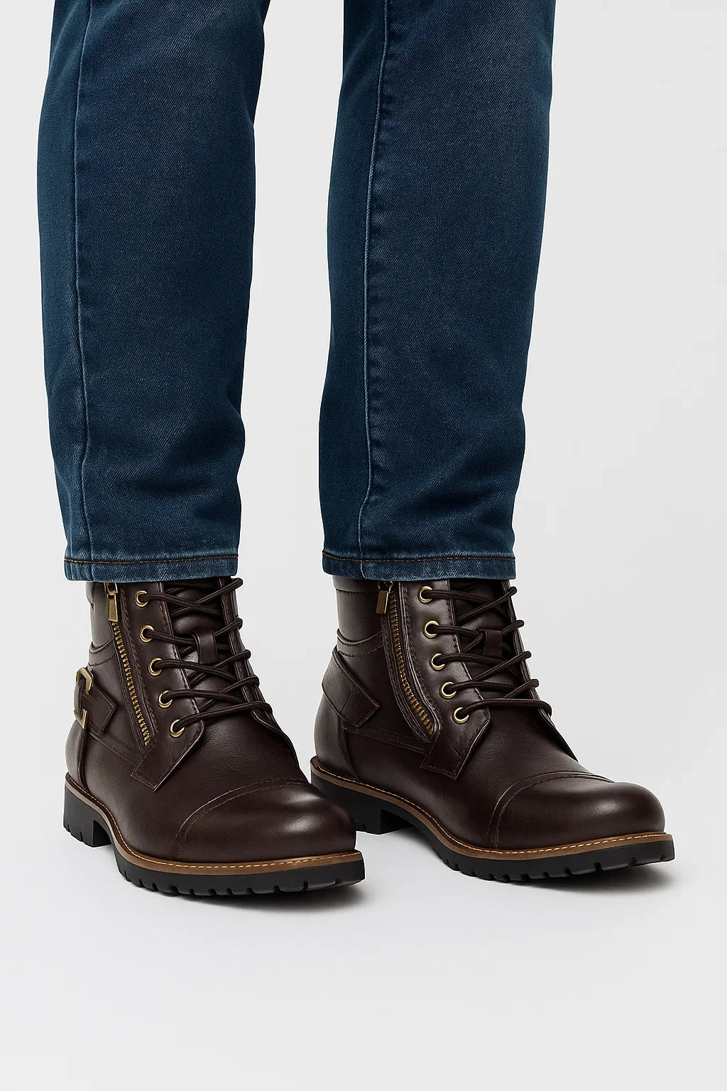 Men's Leather Boots Premium Leather Lace-up Durable Design