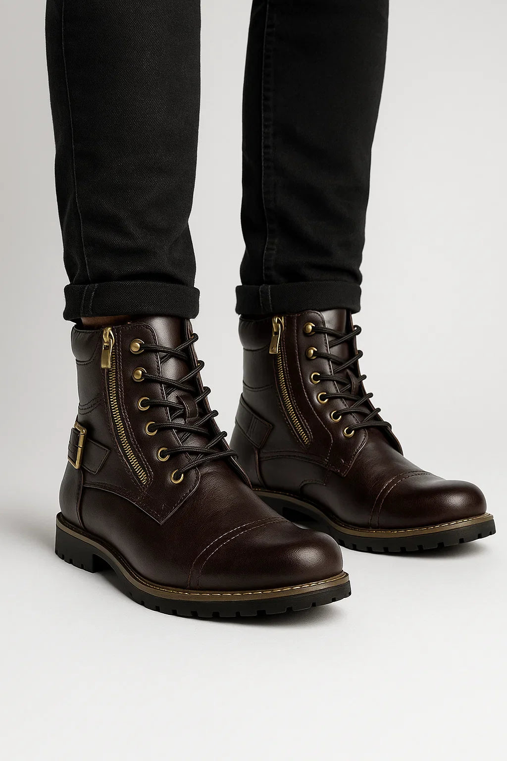 Men's Leather Boots Premium Leather Lace-up Durable Design