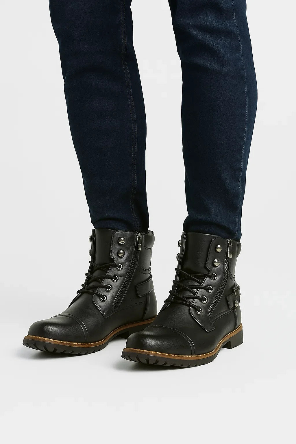 Men's Leather Boots Premium Leather Lace-up Durable Design