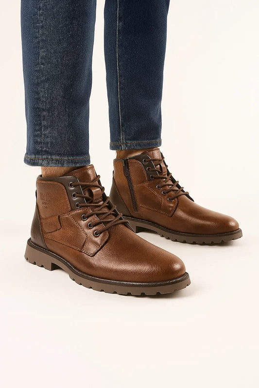 Men's Dress Boots PU Leather Zipper Elegant Durable Casual Footwear