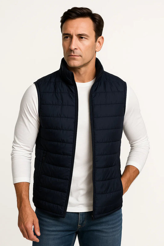 Men's Puffer Vest Cotton-Padded Sleeveless Winter Jacket
