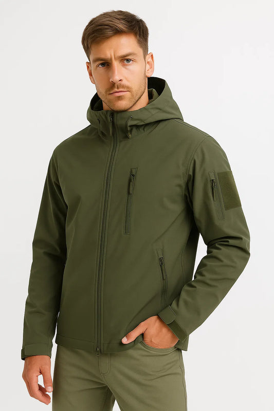 Men's Waterproof Tactical Jacket Soft Shell Hooded Windproof