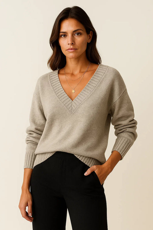 Women's Cashmere Sweater V-Neck Elegant Casual for Fall and Winter