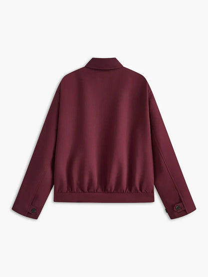 Women's Bomber Jacket Lightweight Zipper Long Sleeve Loose Fit