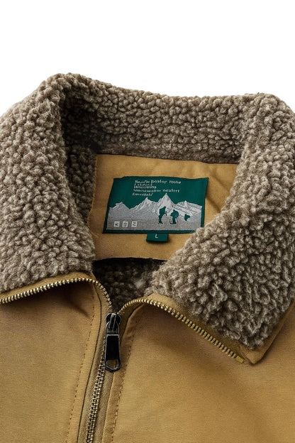 Men's Bomber Jacket Cotton Canvas Sherpa Lined Wind Resistant