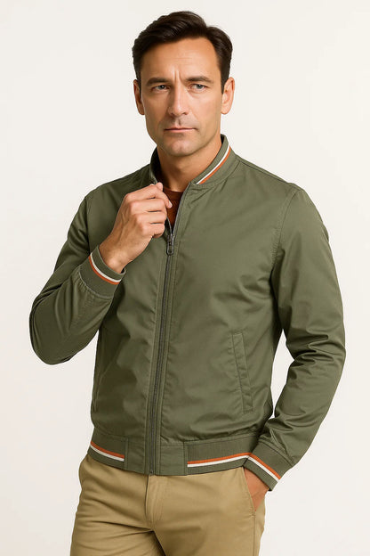 Men's Bomber Jacket Lightweight Polyester Zip-Up Slim Fit