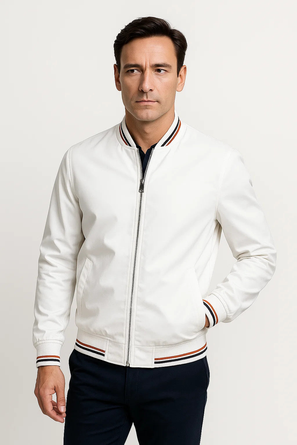 Men's Bomber Jacket Lightweight Polyester Zip-Up Slim Fit