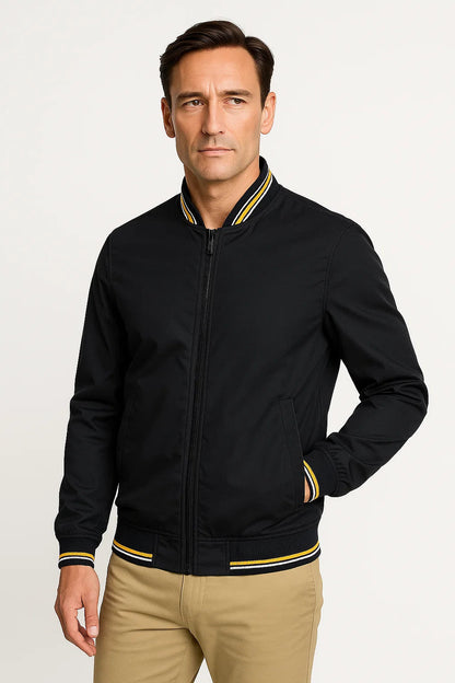 Men's Bomber Jacket Lightweight Polyester Zip-Up Slim Fit