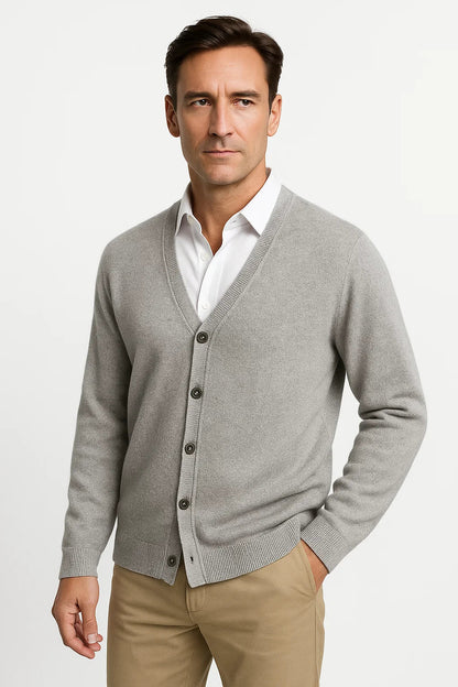 Men's Cardigan Merino Wool V-Neck Classic Knitwear