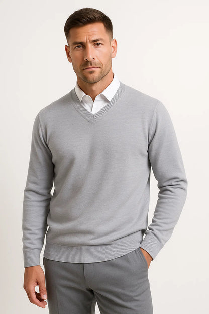 Men's Cashmere Pullover V-Neck Slim Fit 100% Cashmere Elegant Casual Wear