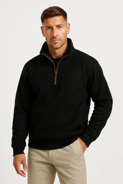 Men's Fleece Half-Zip Pullover Gray Lightweight Casual Comfort Stylish