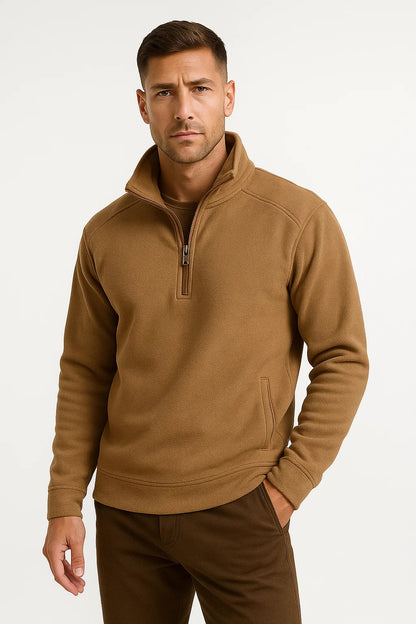 Men's Fleece Half-Zip Pullover Gray Lightweight Casual Comfort Stylish