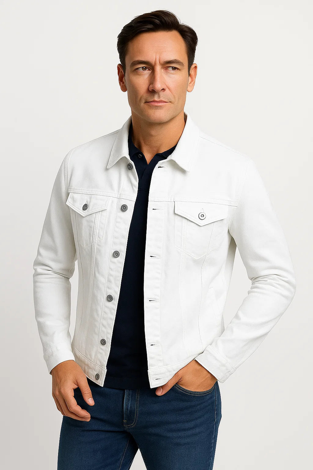Men's Casual Jacket Cotton Blend Smart-Casual Comfortable Fit