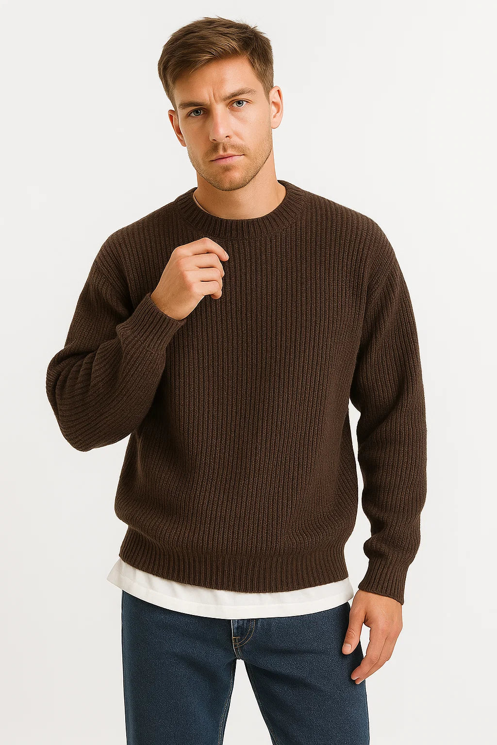 Men's Sweater Acrylic Oversized Pullover Ribbed Design
