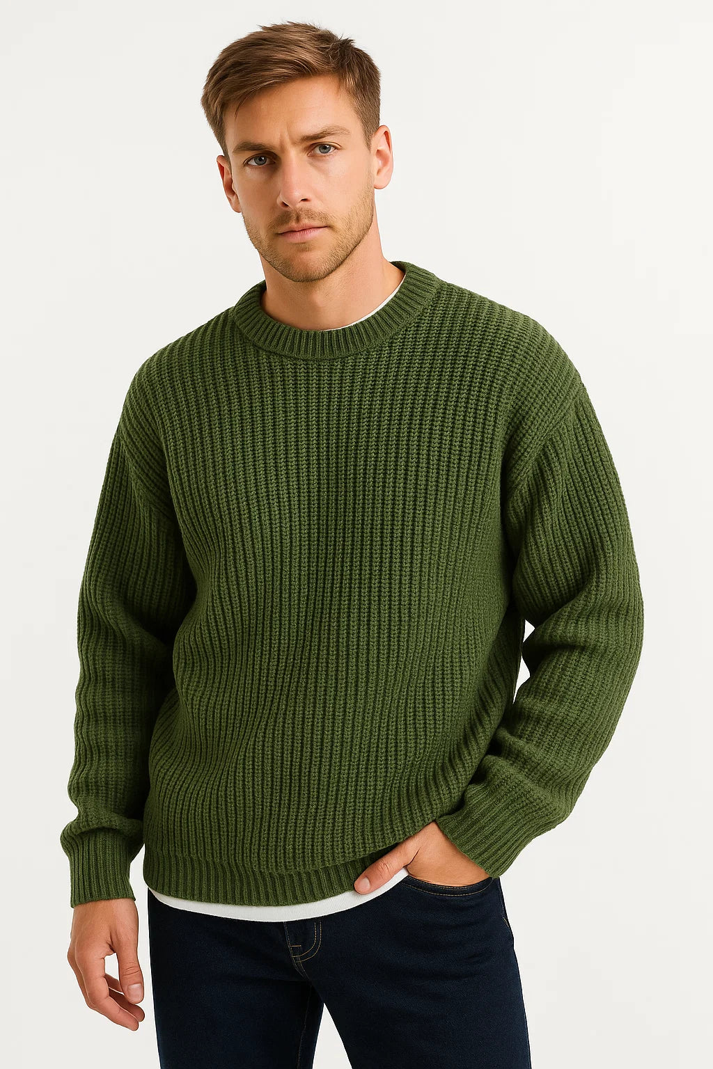 Men's Sweater Acrylic Oversized Pullover Ribbed Design
