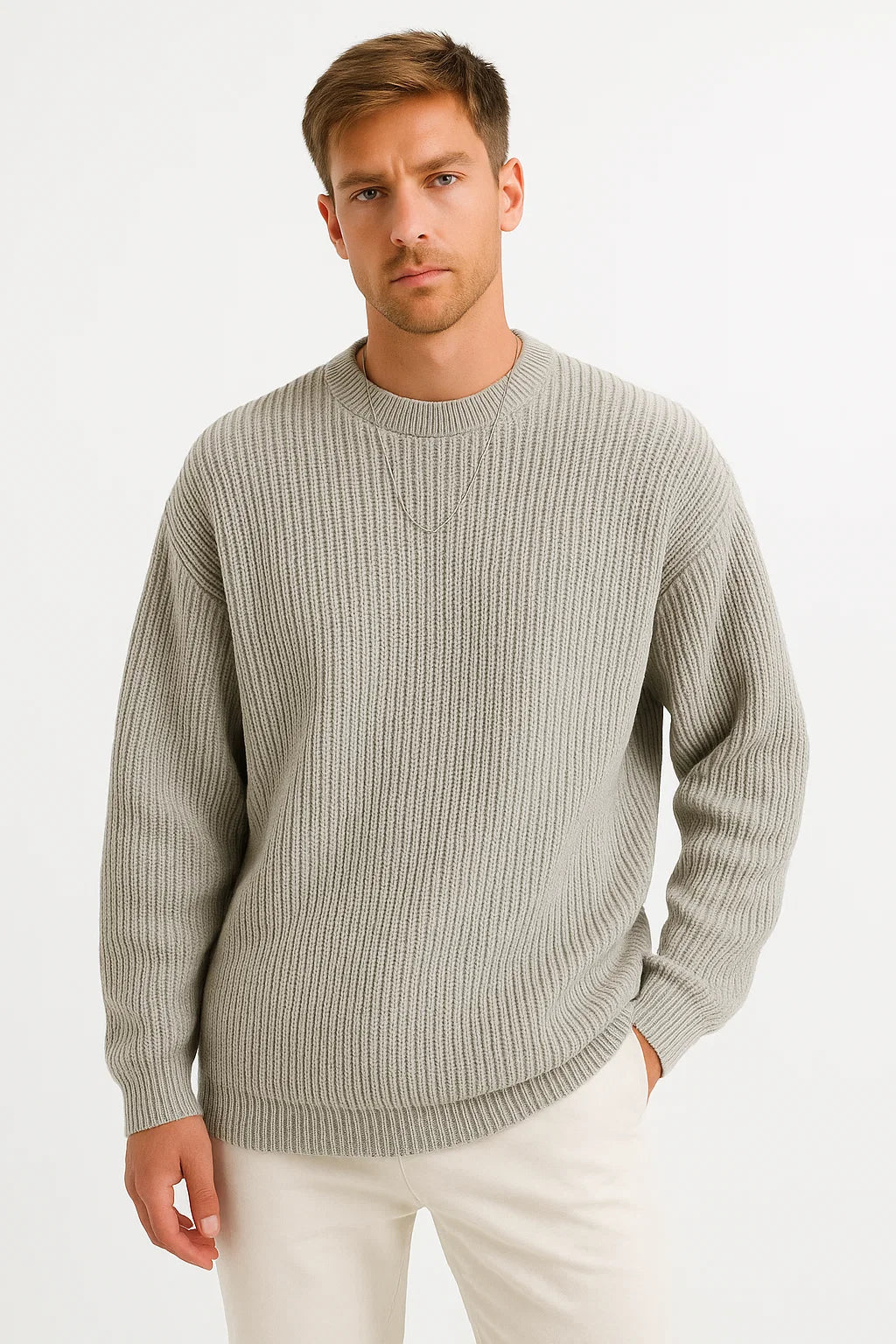 Men's Sweater Acrylic Oversized Pullover Ribbed Design