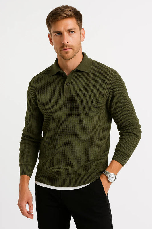 Men's Sweater Grey Acrylic Shirt Collar Long Sleeve Timeless Design Comfortable and Elegant