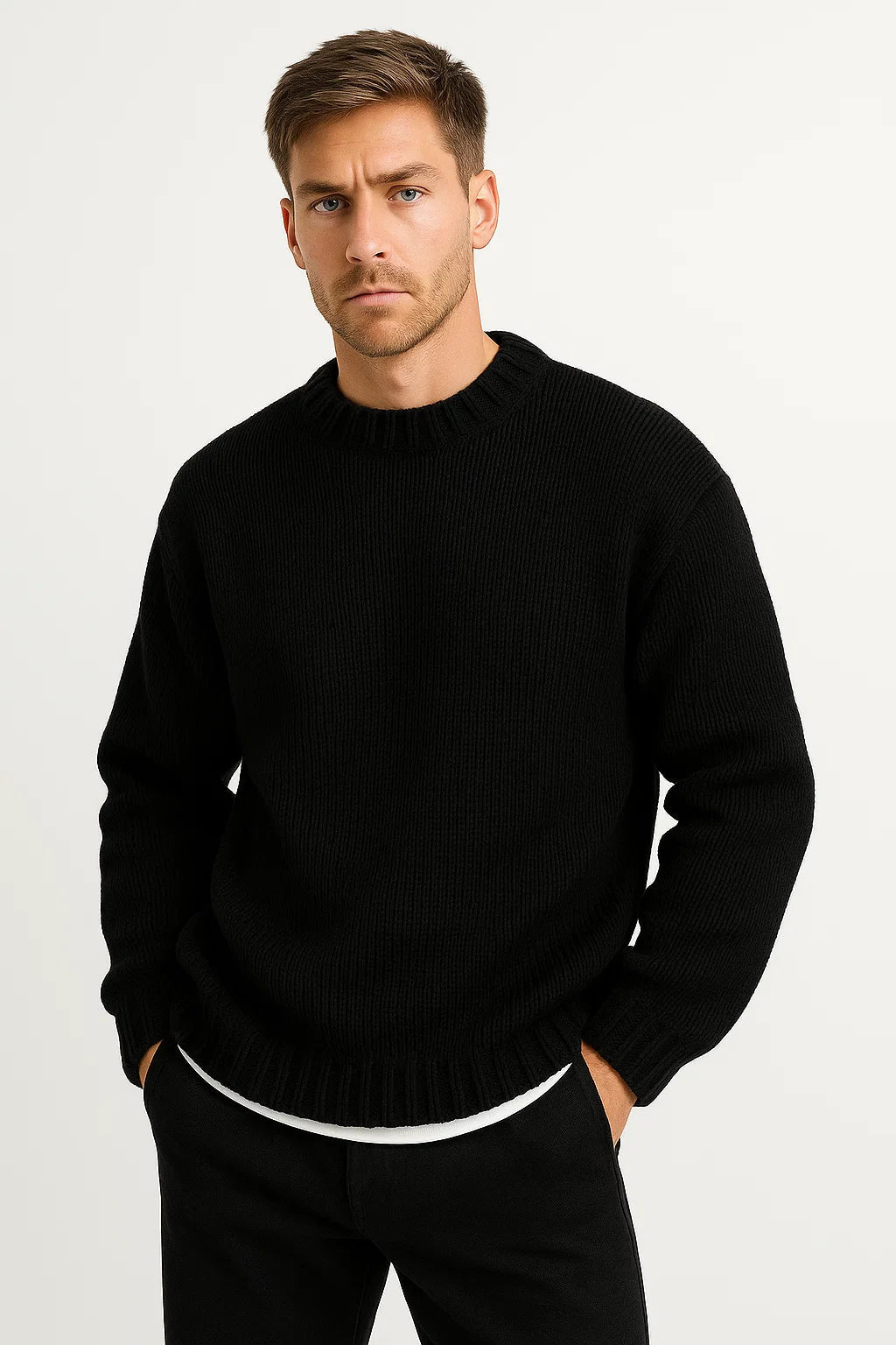 Men's Sweater Acrylic Casual Long Sleeve Round Neck