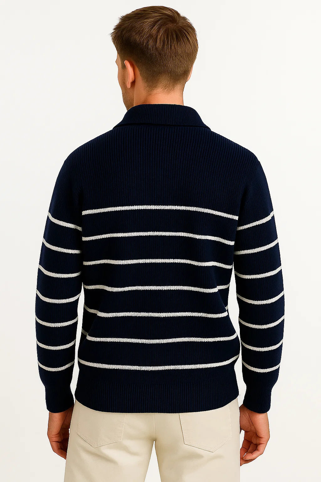 Men's Sweater Striped Lightweight Cotton Casual Quarter Zip Comfortable and Breathable