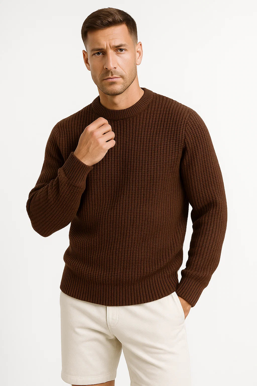 Men's Sweater Grey Wool Quilet Insulation Stylish Design Premium Warmth