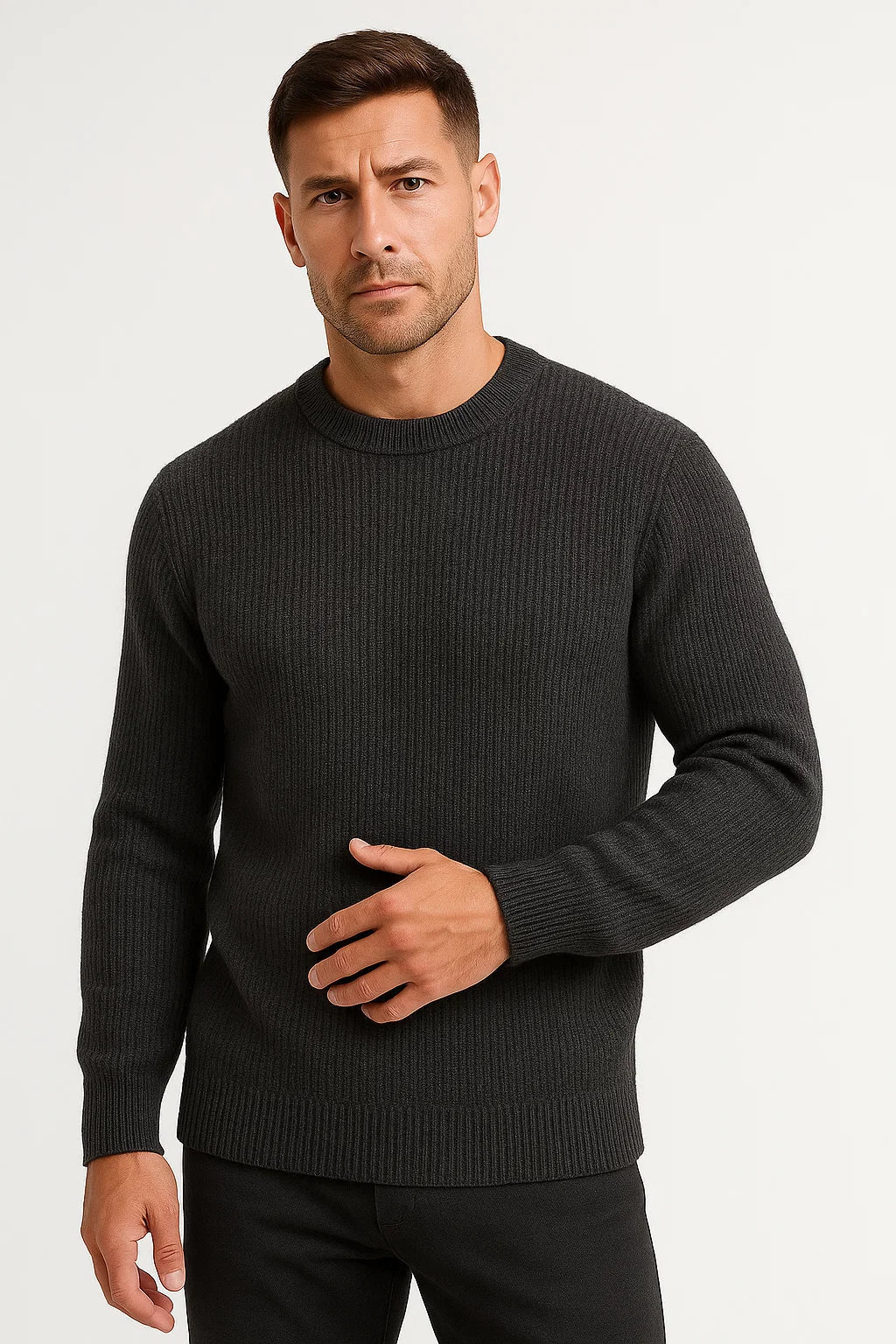 Men's Sweater Grey Wool Quilet Insulation Stylish Design Premium Warmth
