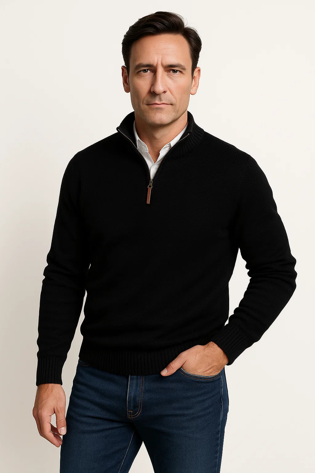 Men's Sweater Wool Relaxed Fit Long Sleeve Casual Comfort for Fall and Winter