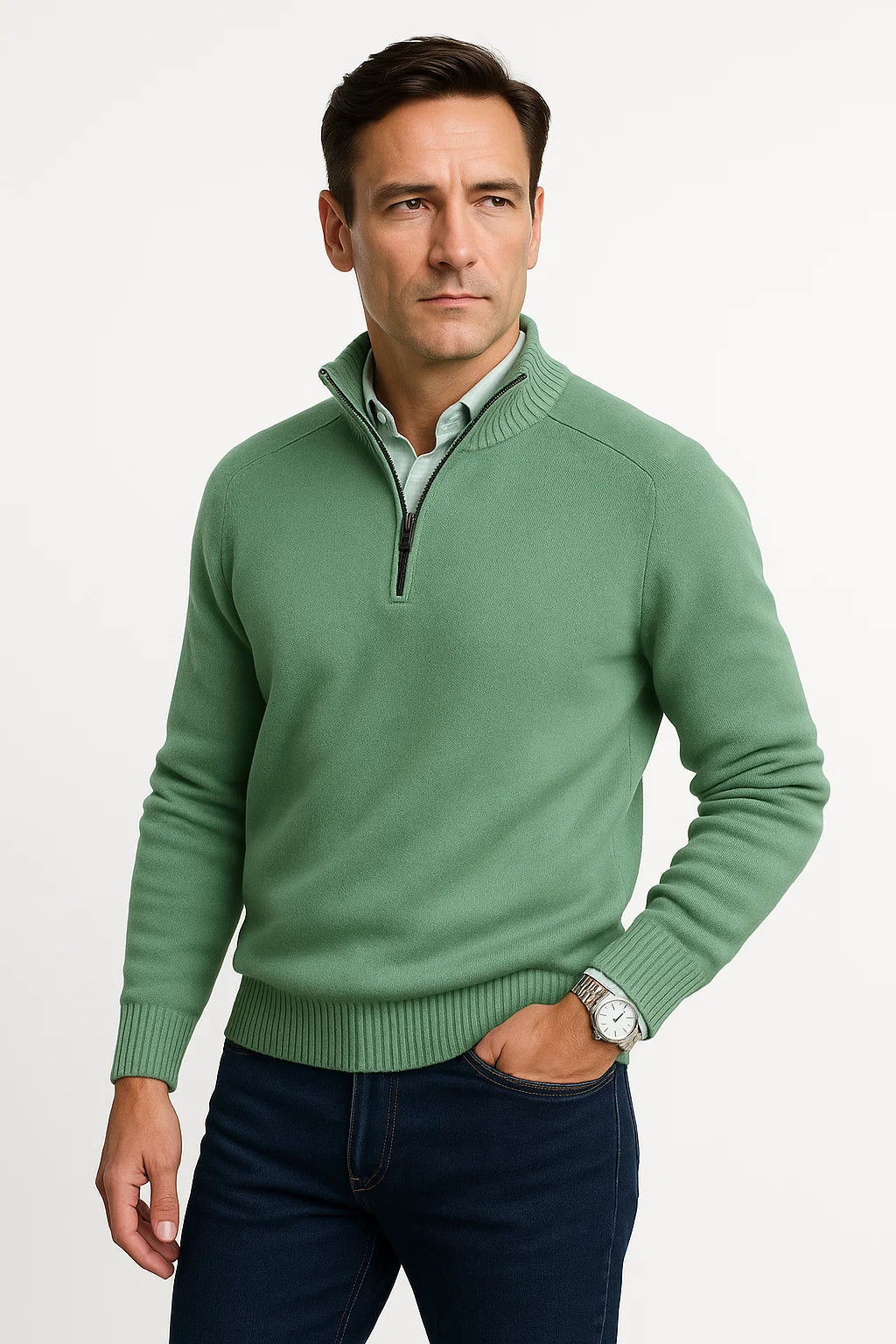 Men's Sweater Wool Relaxed Fit Long Sleeve Casual Comfort for Fall and Winter