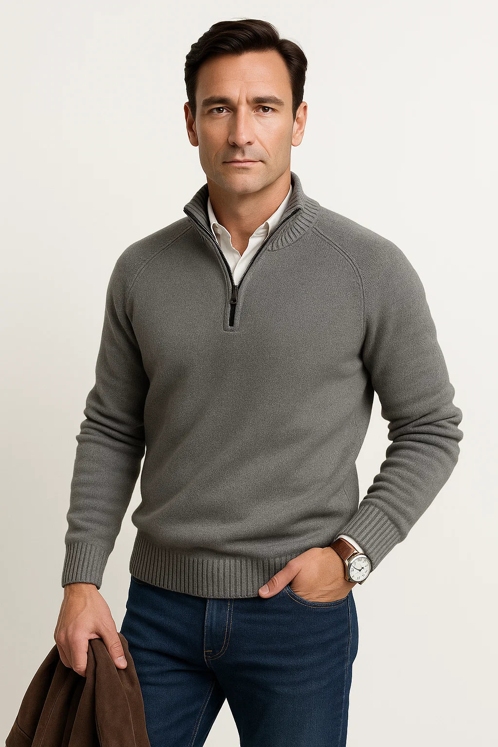 Men's Sweater Wool Relaxed Fit Long Sleeve Casual Comfort for Fall and Winter