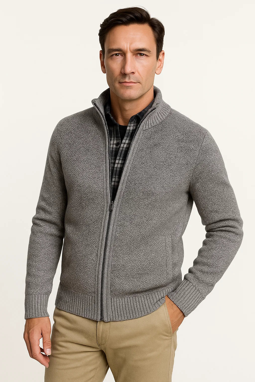 Men's Casual Vest Premium Fleece High Collar Zip Winter Wear