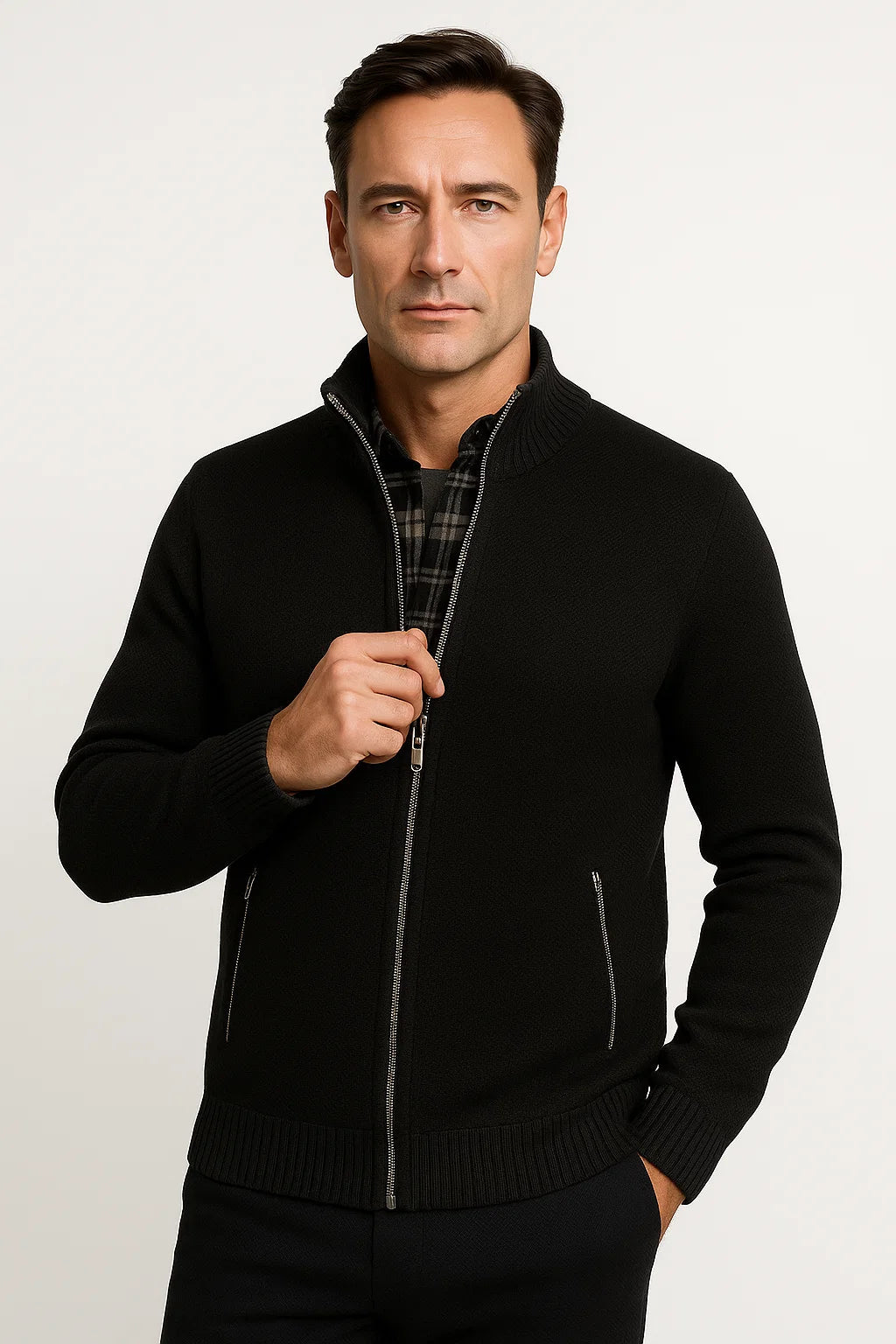 Men's Casual Vest Premium Fleece High Collar Zip Winter Wear
